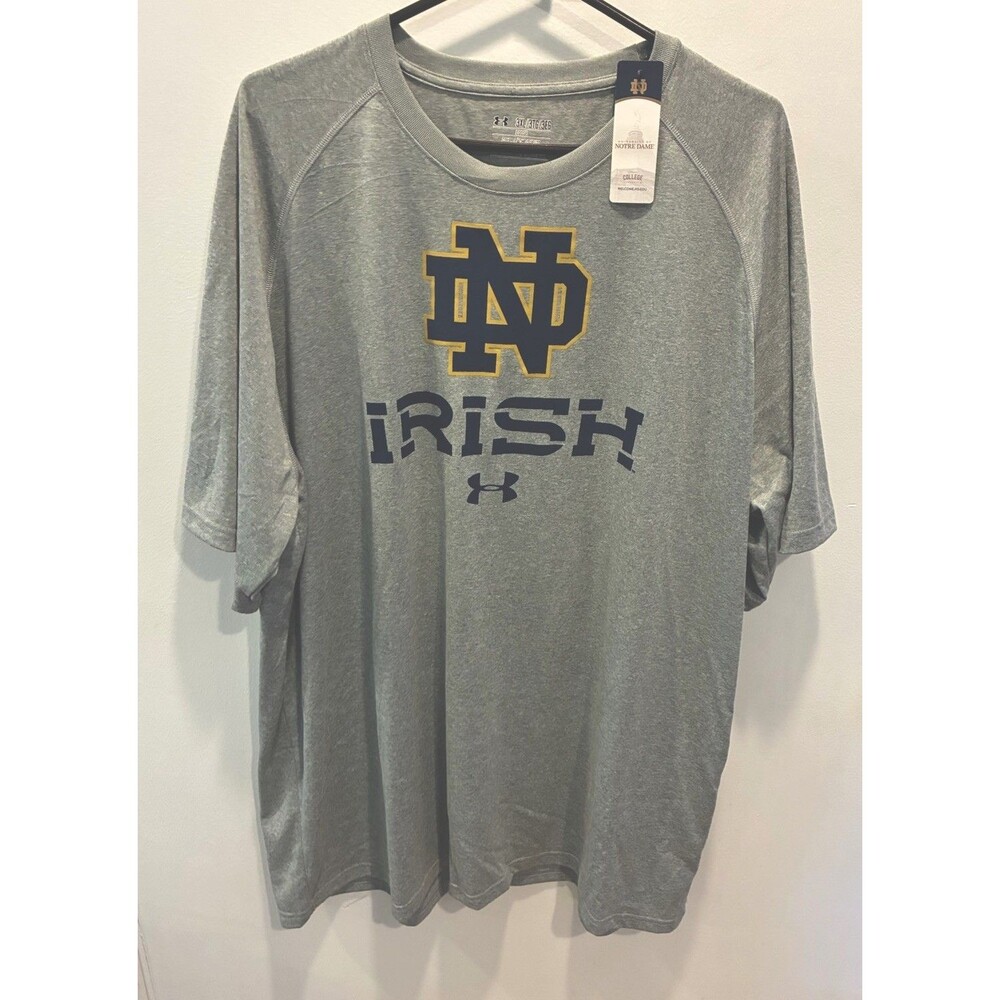 Notre Dame Fighting Irish Under Armour HeatGear Shirt Mens 3XL Gray NWT Loose